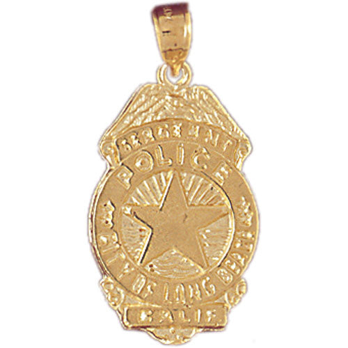 14k Yellow Gold City of Long Beach Police Officer Badge Charm