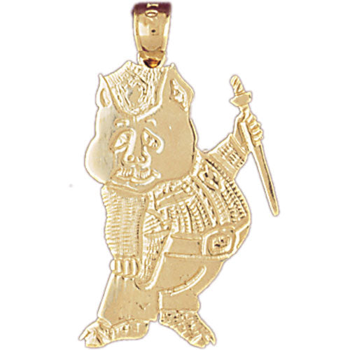 14k Yellow Gold Officer Pig Charm