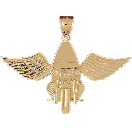 14k Yellow Gold Motorcycle Officer with Wings Charm