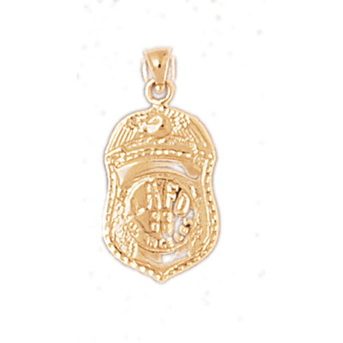 14k Yellow Gold Fire Department Badge Charm