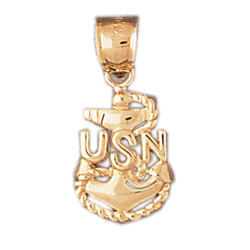 14k Yellow Gold United States Navy Logo Charm