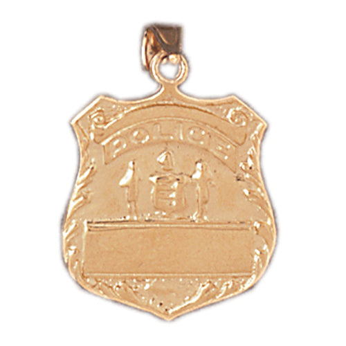 14k Yellow Gold Police Officer Badge Charm