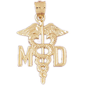 14k Yellow Gold MD Medical Doctor Charm