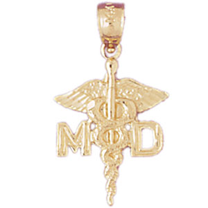 14k Yellow Gold MD Medical Doctor Charm