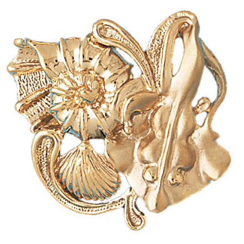 14k Yellow Gold Shell with Stingray Charm