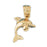 14k Yellow Gold Dolphin with Coral Charm