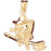 14k Yellow Gold Tooth with Toothbrush Charm