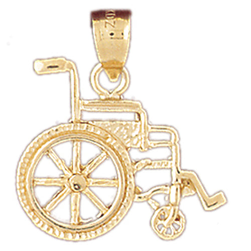 14k Yellow Gold Wheelchair Charm