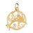 14k Yellow Gold Dolphins jumping through hoop Charm