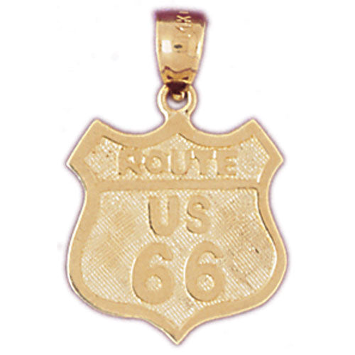 14k Yellow Gold U.S. Route 66 Charm