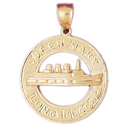 14k Yellow Gold Queen mary, Long Beach Charm