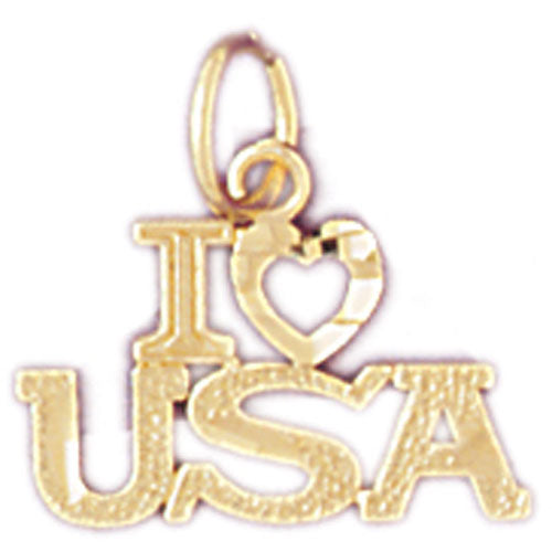 14k Yellow Gold I Love USA Charm