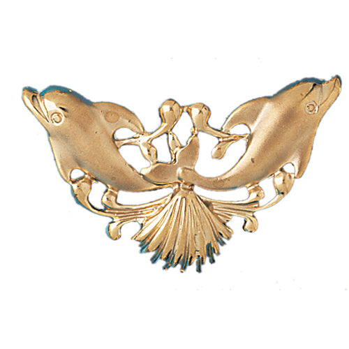 14k Yellow Gold Dolphin with Shell Charm