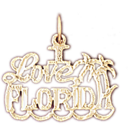 14k Yellow Gold I Love Florida Charm