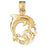 14k Yellow Gold Dolphin riding wave Charm