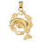 14k Yellow Gold Dolphin jumping through hoop Charm