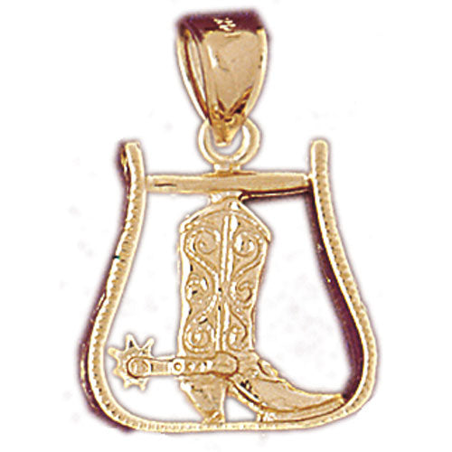 14k Yellow Gold Spur with Cowboy Boot Charm