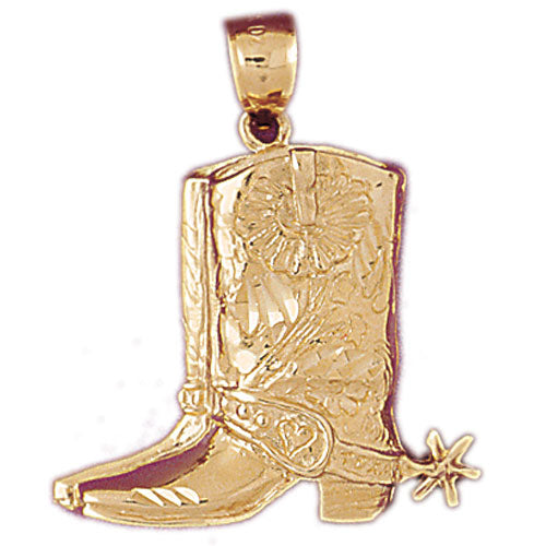 14k Yellow Gold Cowboy Boots Charm