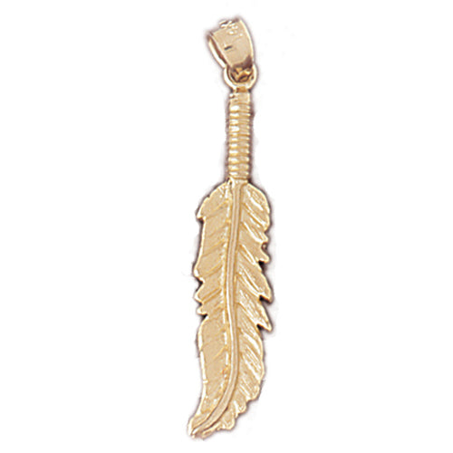 14k Yellow Gold Feather Charm