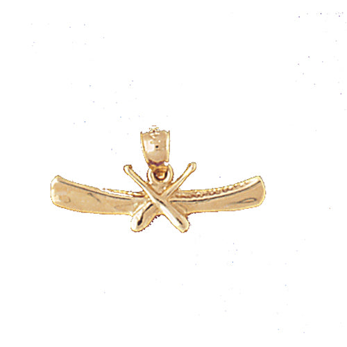 14k Yellow Gold Canoe with Paddles Charm