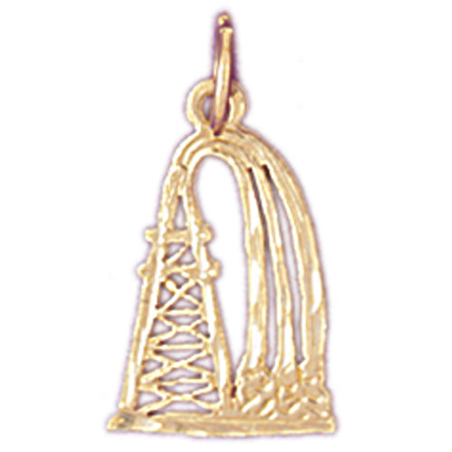 14k Yellow Gold Oil Well, Oil Rig Charm