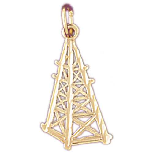 14k Yellow Gold Oil Well, Oil Rig Charm