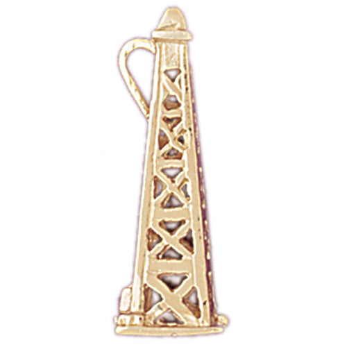 14k Yellow Gold 3-D Oil Rig Charm