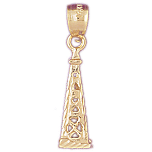 14k Yellow Gold 3-D Oil Rig Charm