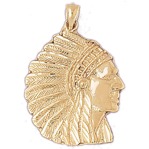 14k Yellow Gold Indian Head Charm