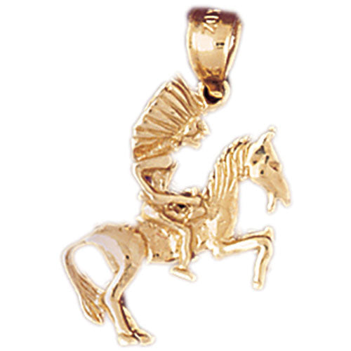 14k Yellow Gold 3-D Indian Charm