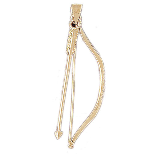14k Yellow Gold 3-D Bow and Arrow Charm