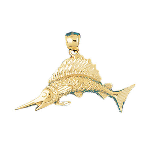 14k Yellow Gold Sailfish Charm