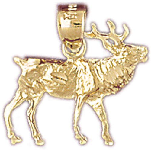 14k Yellow Gold Elk Charm