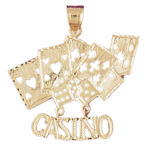14k Yellow Gold Casino with Cards Charm