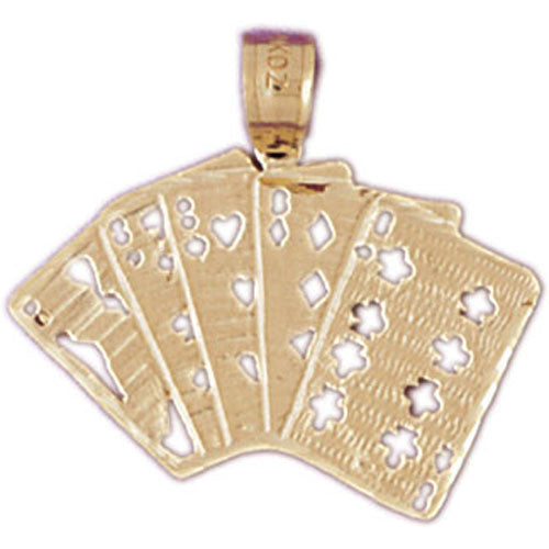 14k Yellow Gold Playing Cards, Straight Charm