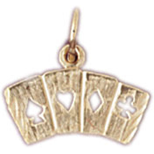 14k Yellow Gold Playing Cards, Flush Charm