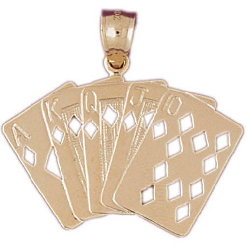 14k Yellow Gold Playing Cards, Flush Charm