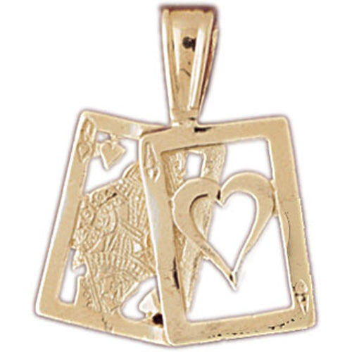 14k Yellow Gold Playing Cards, 21, Queen and Ace Charm