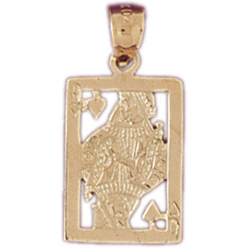 14k Yellow Gold Playing Cards, Queen of Spades Charm
