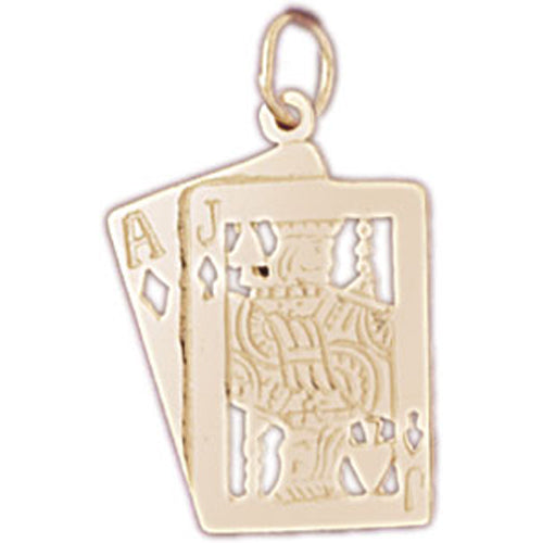 14k Yellow Gold Playing Cards, Ace and Jack Charm