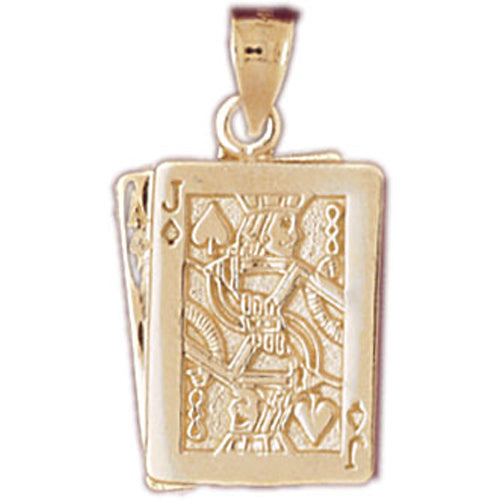 14k Yellow Gold Playing Cards, Ace and Jack Charm
