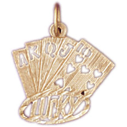14k Yellow Gold Playing Cards, Lucky Flush Charm