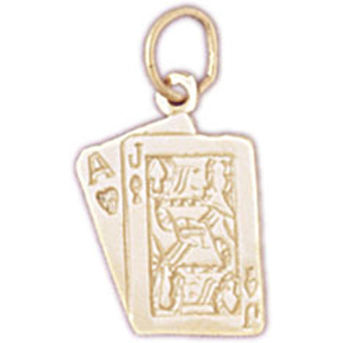 14k Yellow Gold Playing Cards, 21, Ace and Jack Charm