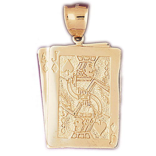 14k Yellow Gold Playing Cards, 21, Ace and Jack Charm