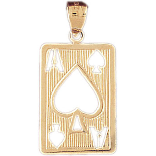 14k Yellow Gold Playing Cards, Ace of Spades Charm