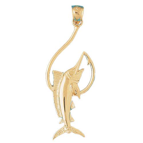 14k Yellow Gold Marlin Charm