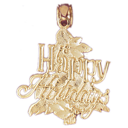14k Yellow Gold Happy Holidays Charm