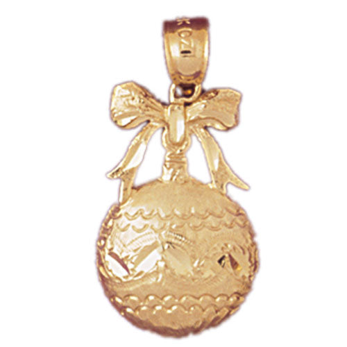 14k Yellow Gold Christmas Ornament Charm