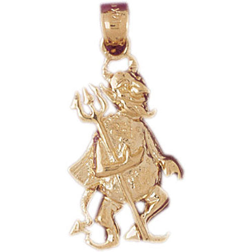 14k Yellow Gold Devil with Pitch Fork Charm