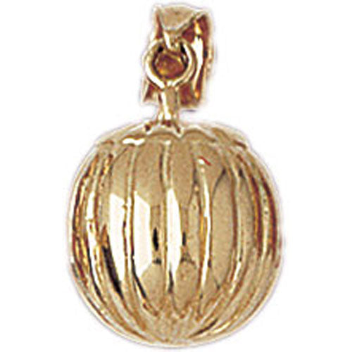 14k Yellow Gold 3-D Pumpkin Charm